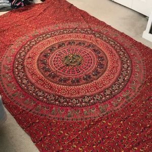 Mandala Elephant Red Tapestry